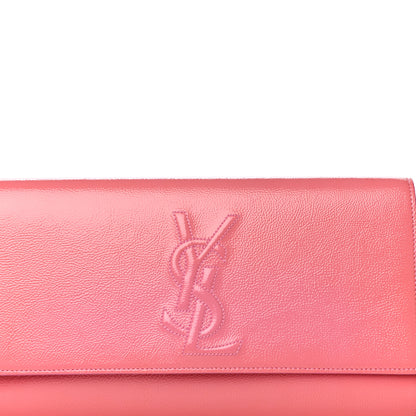 Saint Laurent Textured Patent Monogram Large Belle De Jour Clutch Pink 8 of 12