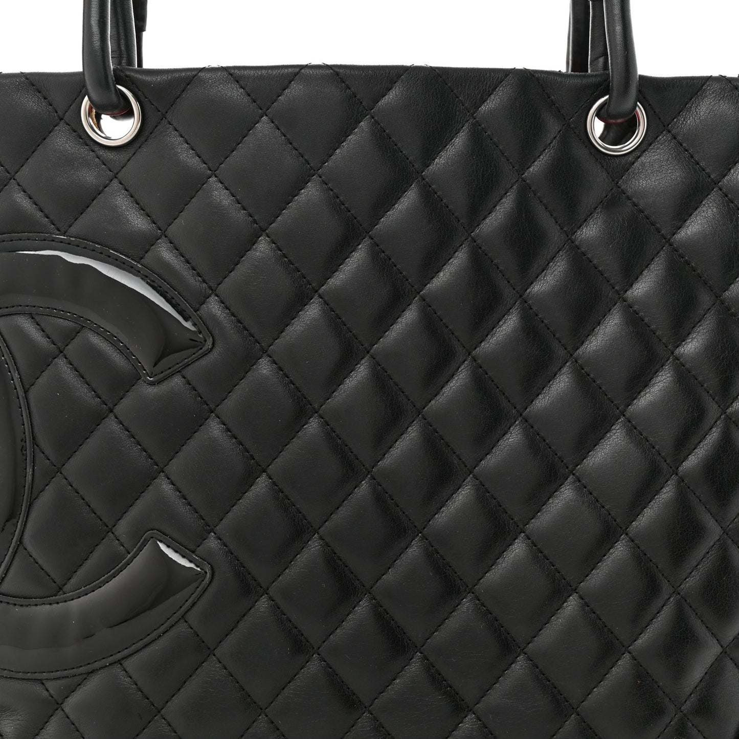 Calfskin Quilted Large Cambon Tote Black