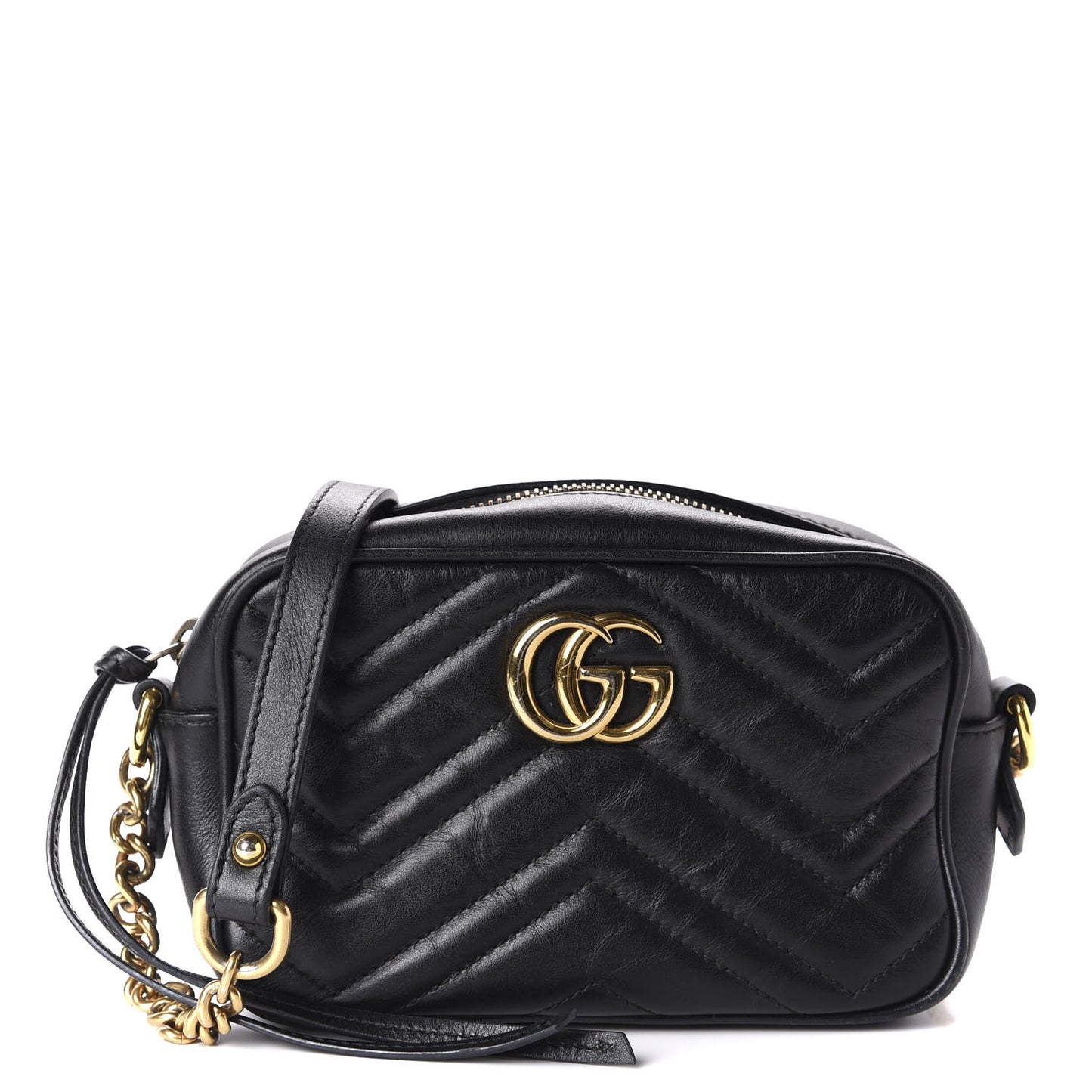 Calfskin Matelasse Mini GG Marmont Chain Shoulder Bag Black