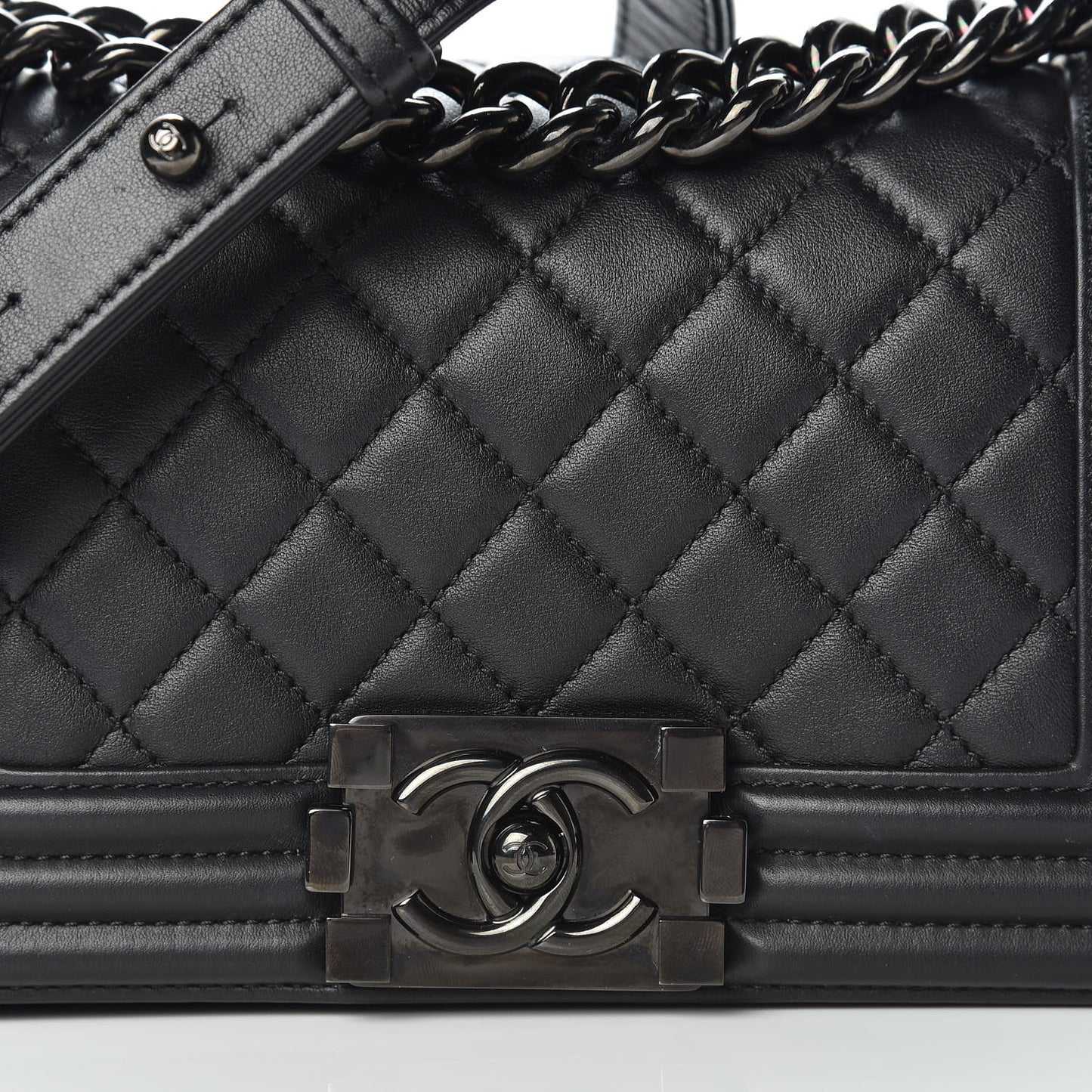 Calfskin Quilted Small Boy Flap So Black