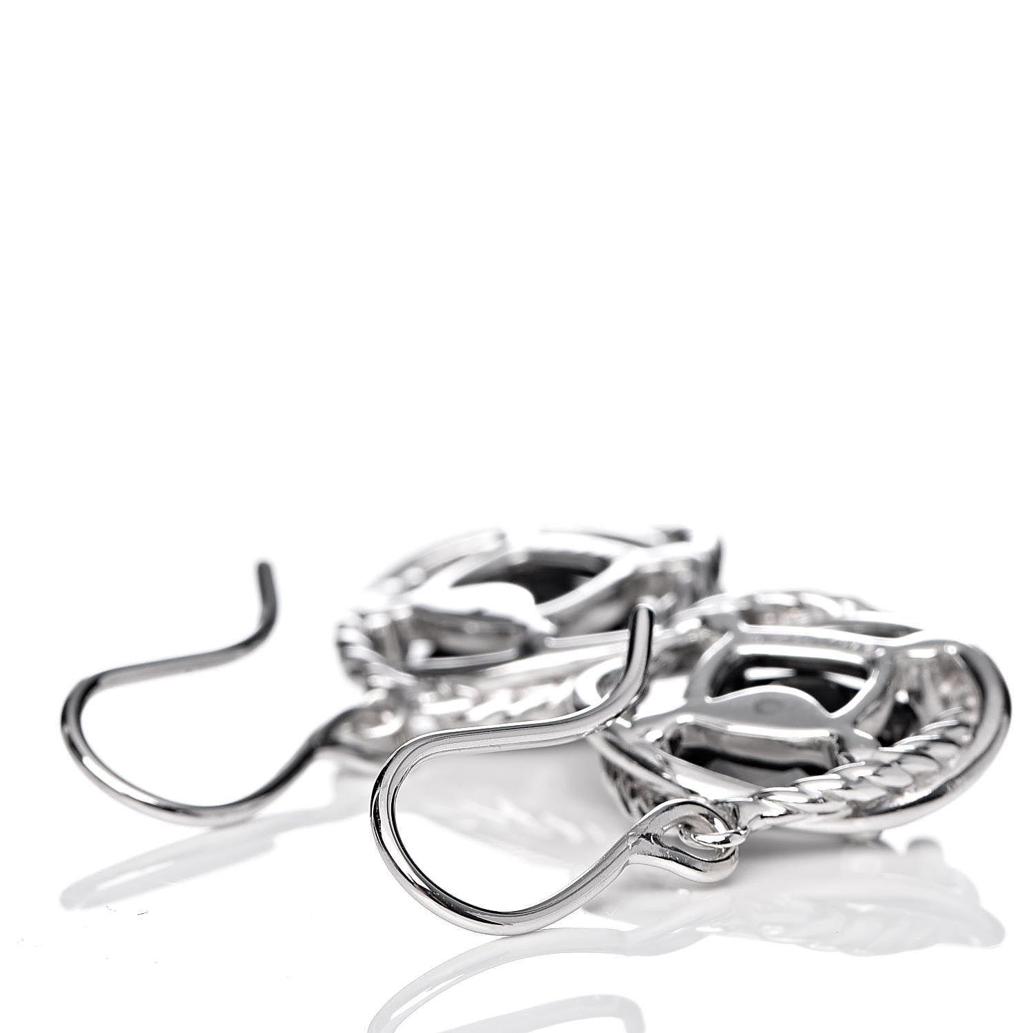 David Yurman Sterling Silver Black Onyx 7mm Infinity Drop Earrings 3 of 4