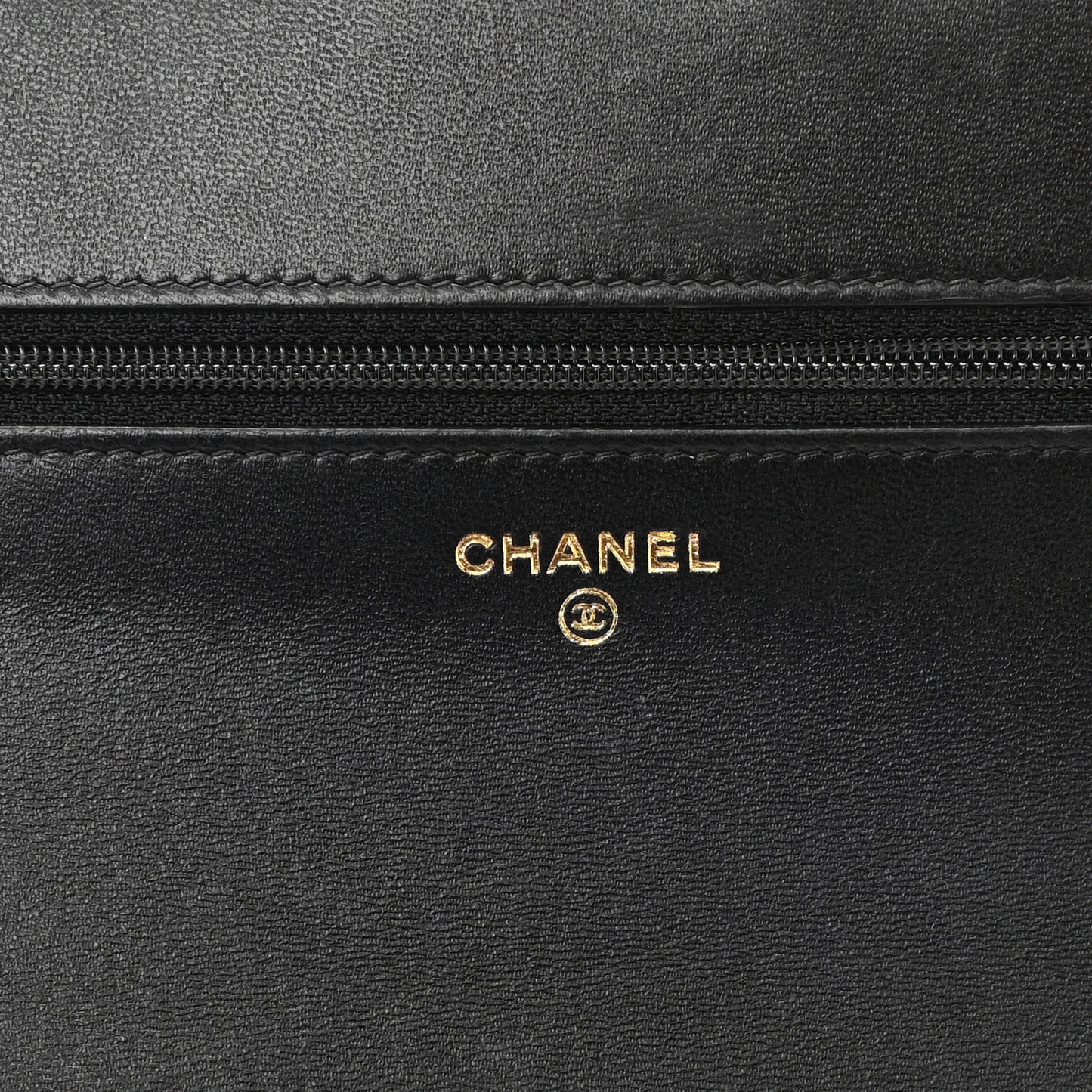 Lambskin Resin Bi-Color Quilted Wallet On Chain WOC Black