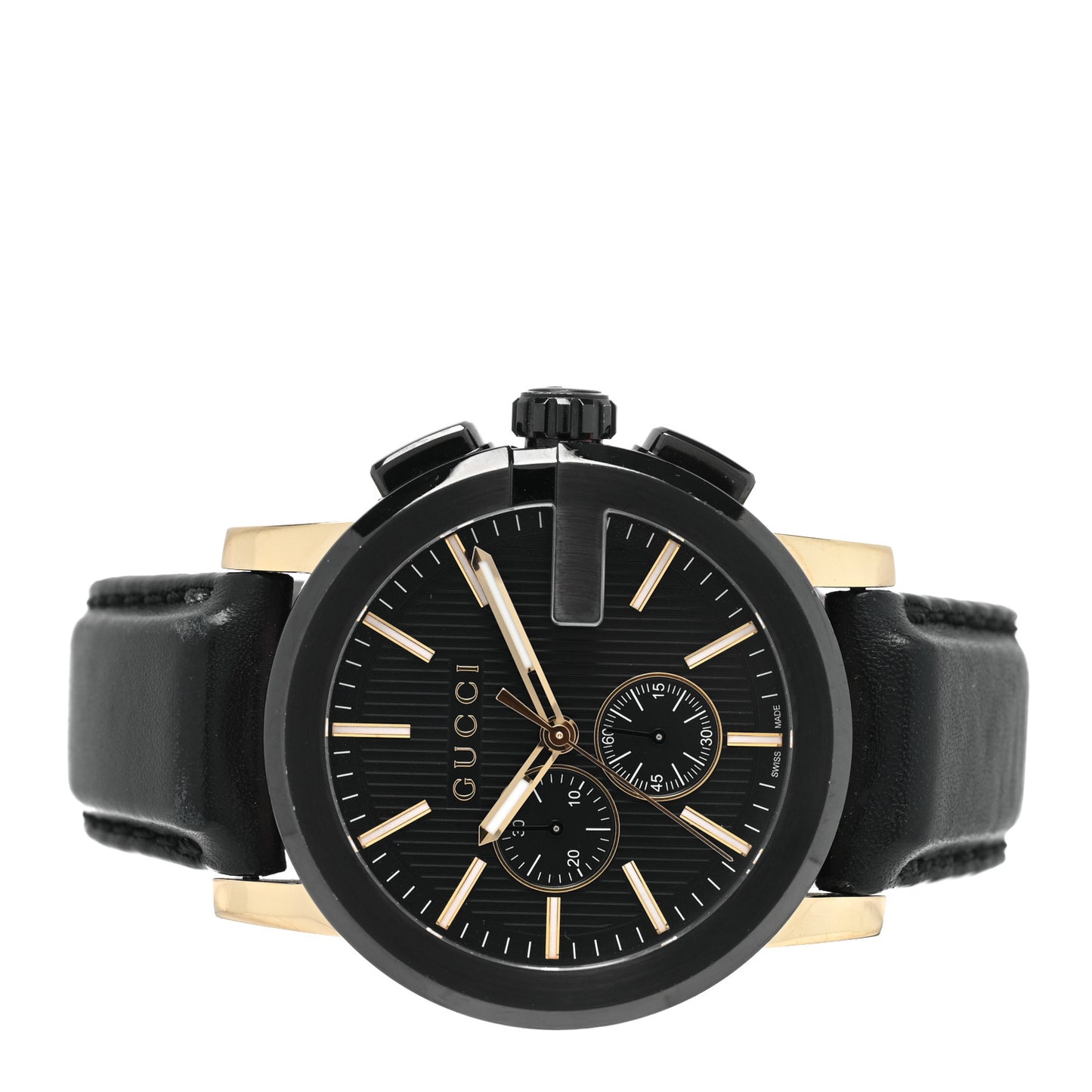 PVD Stainless Steel Calfskin 44mm G-Chrono Quartz Watch Black
