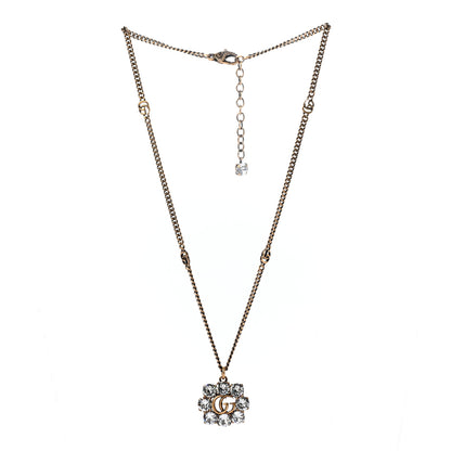 Gucci Crystal Embellished Double G Necklace Aged Gold 3 of 5