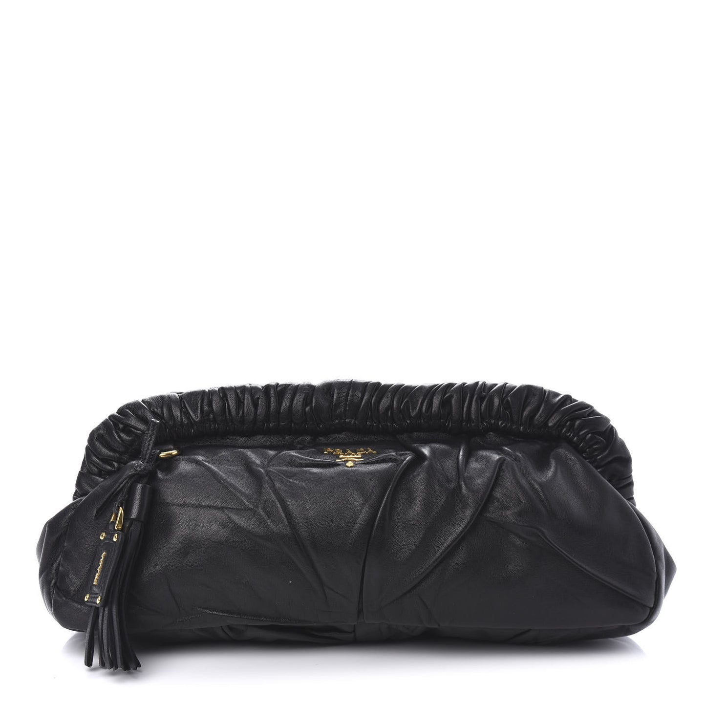 Nappa Pleated Pochette Clutch Black