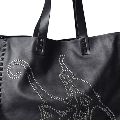 Valentino Garavani Vitello Monkey Studded Rockstud Tote Black 5 of 7
