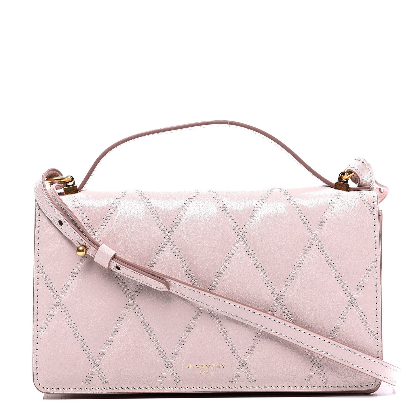 Goatskin Quilted GV3 Strap Wallet Pale Pink