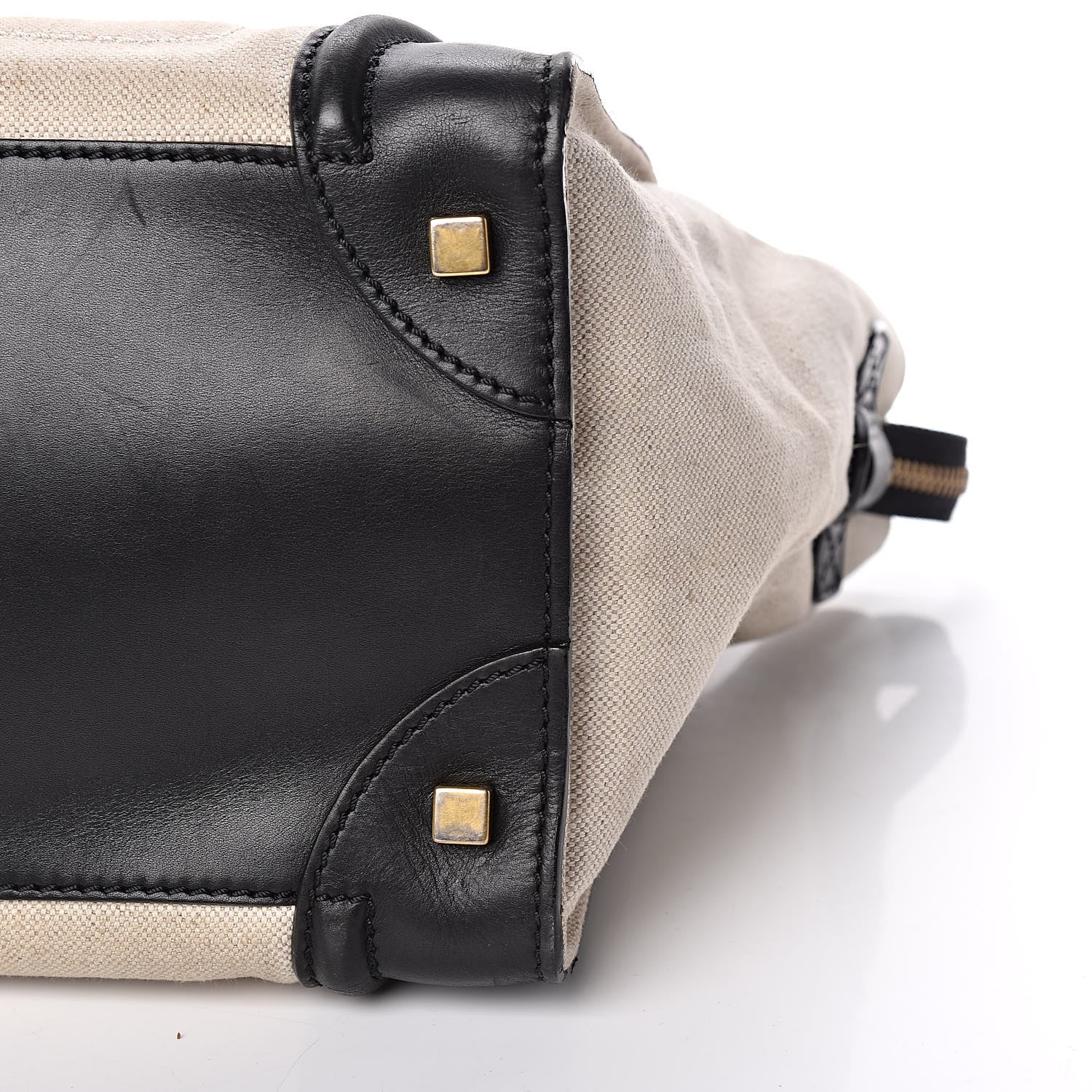 Celine Smooth Calfskin Linen Mini Bi-Color Luggage Natural Black 6 of 21