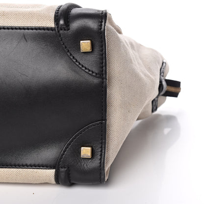 Celine Smooth Calfskin Linen Mini Bi-Color Luggage Natural Black 6 of 21