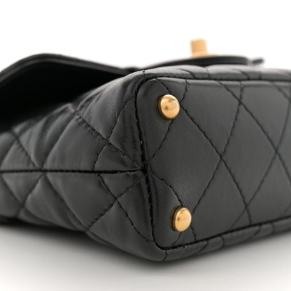 Chanel Lambskin Quilted Small Flap Top Handle Bag Black 9 of 13