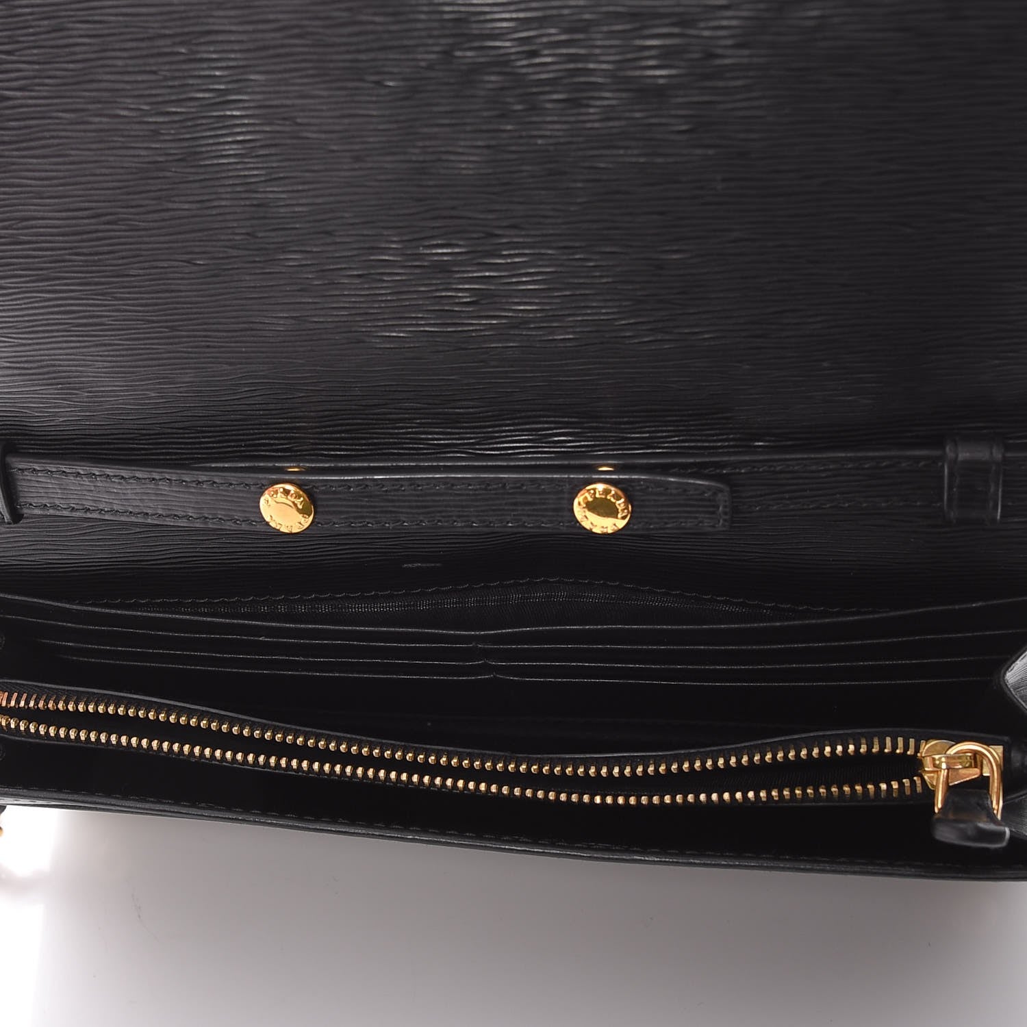 Prada Vitello Move Metal Oro Chain Wallet Black 5 of 8