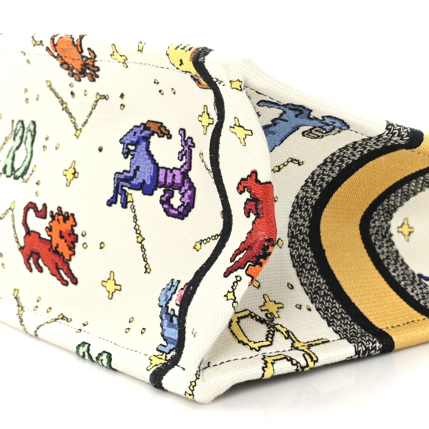 Christian Dior Canvas Embroidered Small Pixel Zodiac Book Tote Latte Multicolor 10 of 10