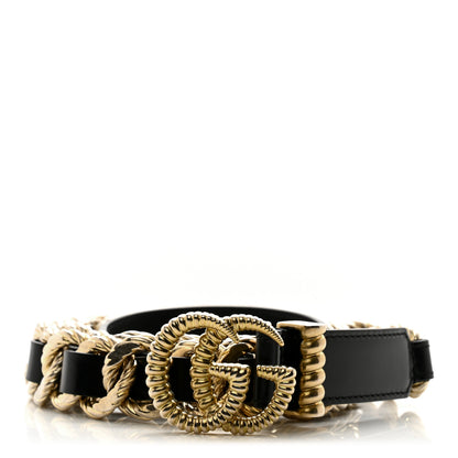 Gucci Calfskin Torchon Double G Chain 25mm Belt 90 36 Black 1 of 6