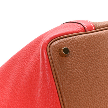Hermes Taurillon Clemence Picotin Lock Picotin 18 PM Rouge De Coeur Gold 9 of 12