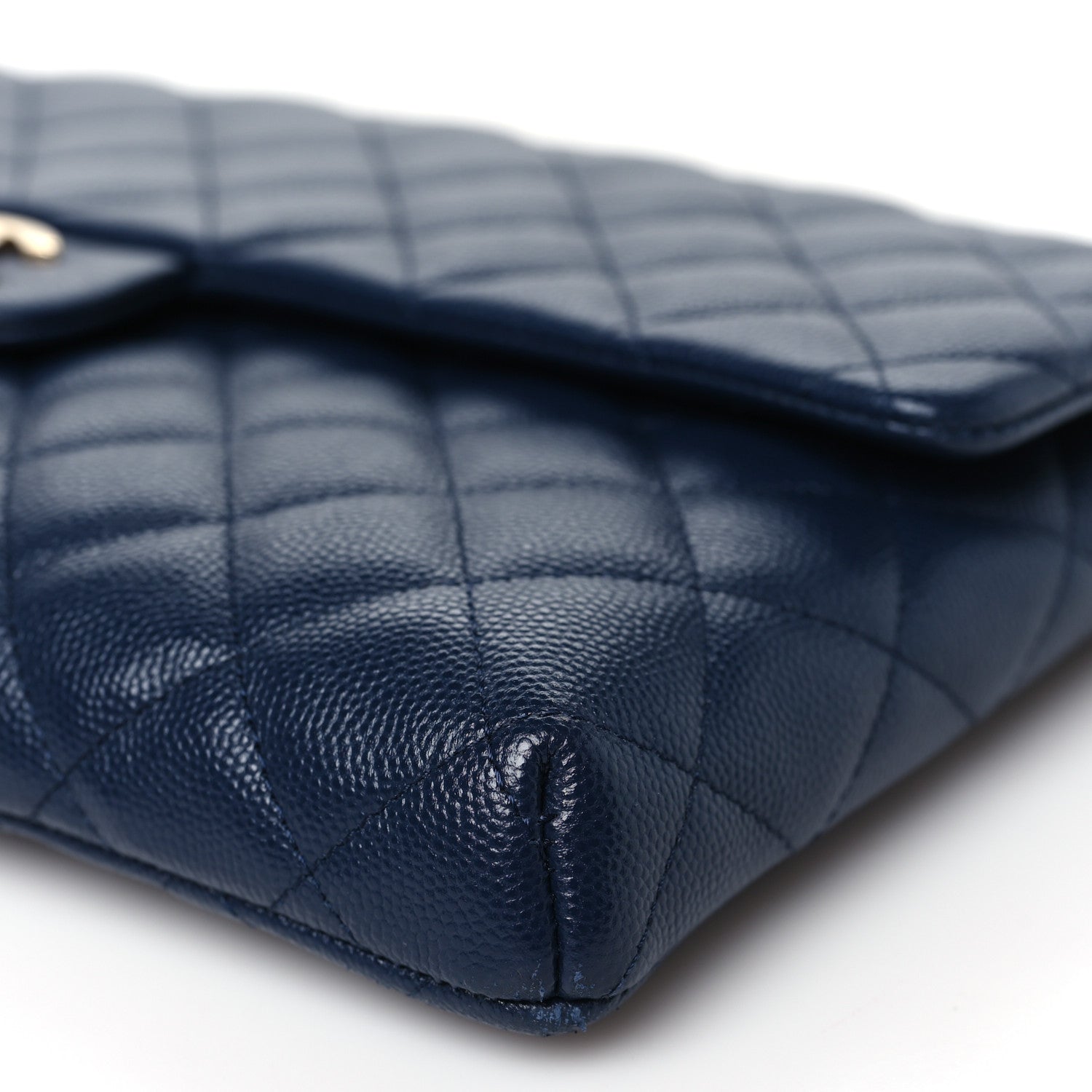Chanel Caviar Quilted Flap Clutch Navy Blue 10 of 11