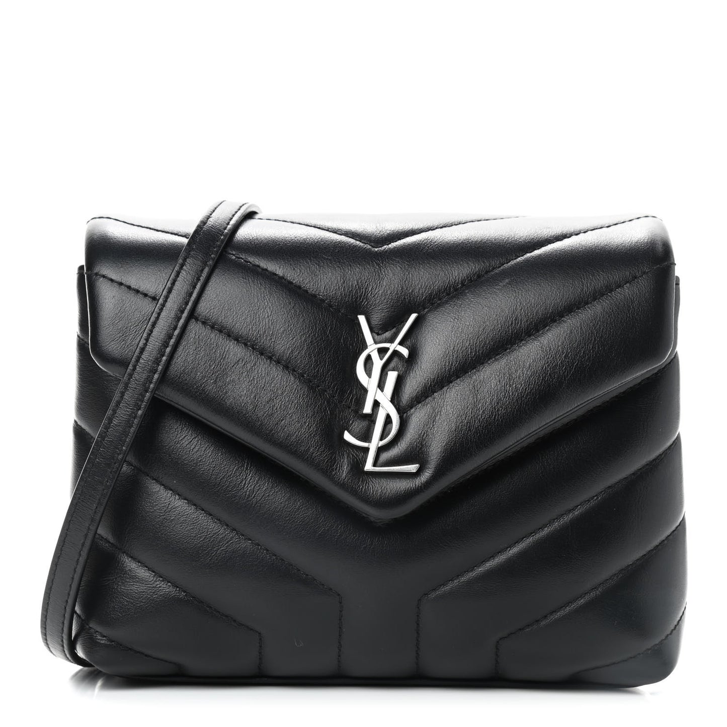 Calfskin Y Quilted Monogram Toy Loulou Crossbody Bag Black