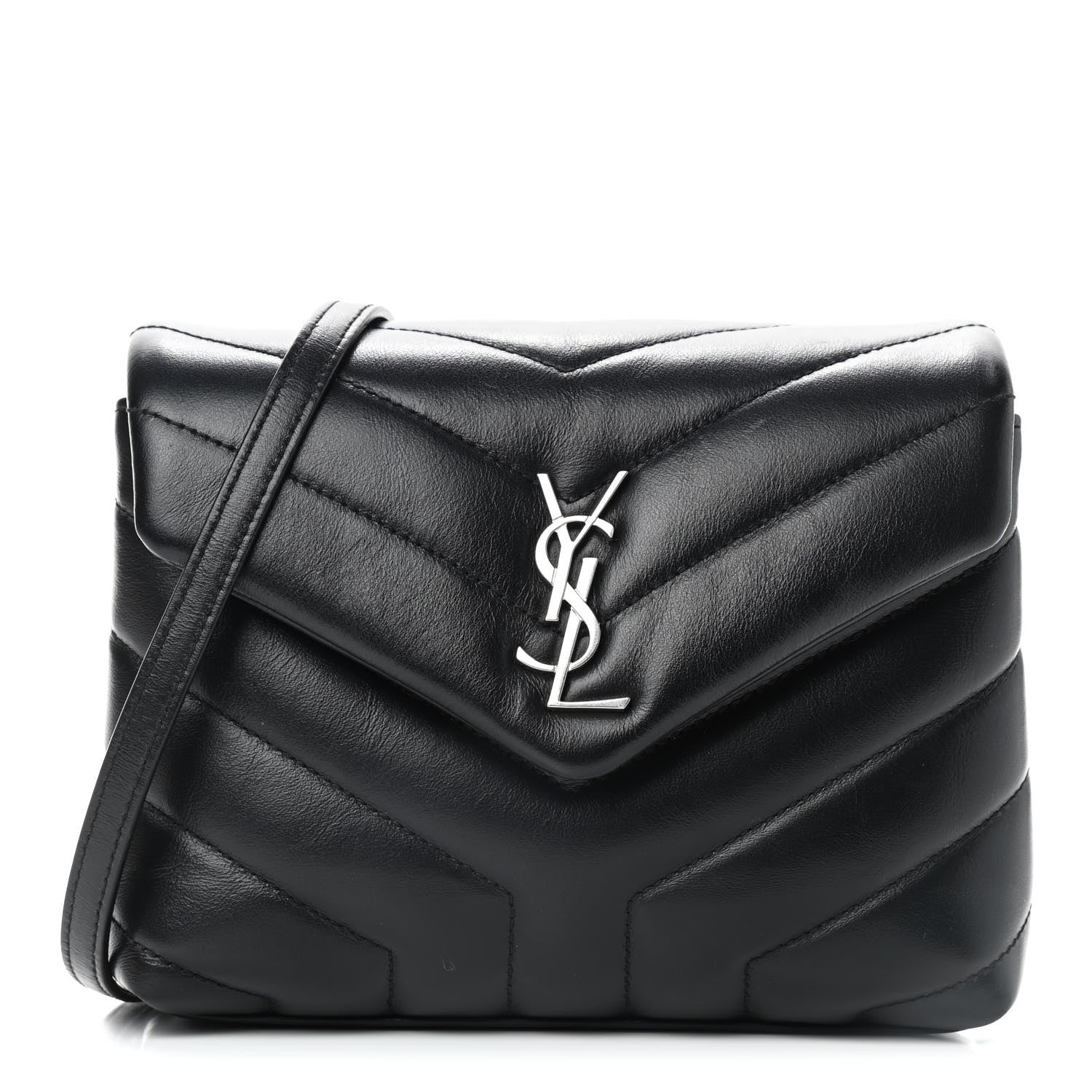 Saint Laurent Calfskin Y Quilted Monogram Toy Loulou Crossbody Bag Black 1 of 10