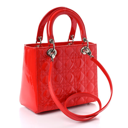 Christian Dior Patent Cannage Medium Lady Dior Red 3 of 12