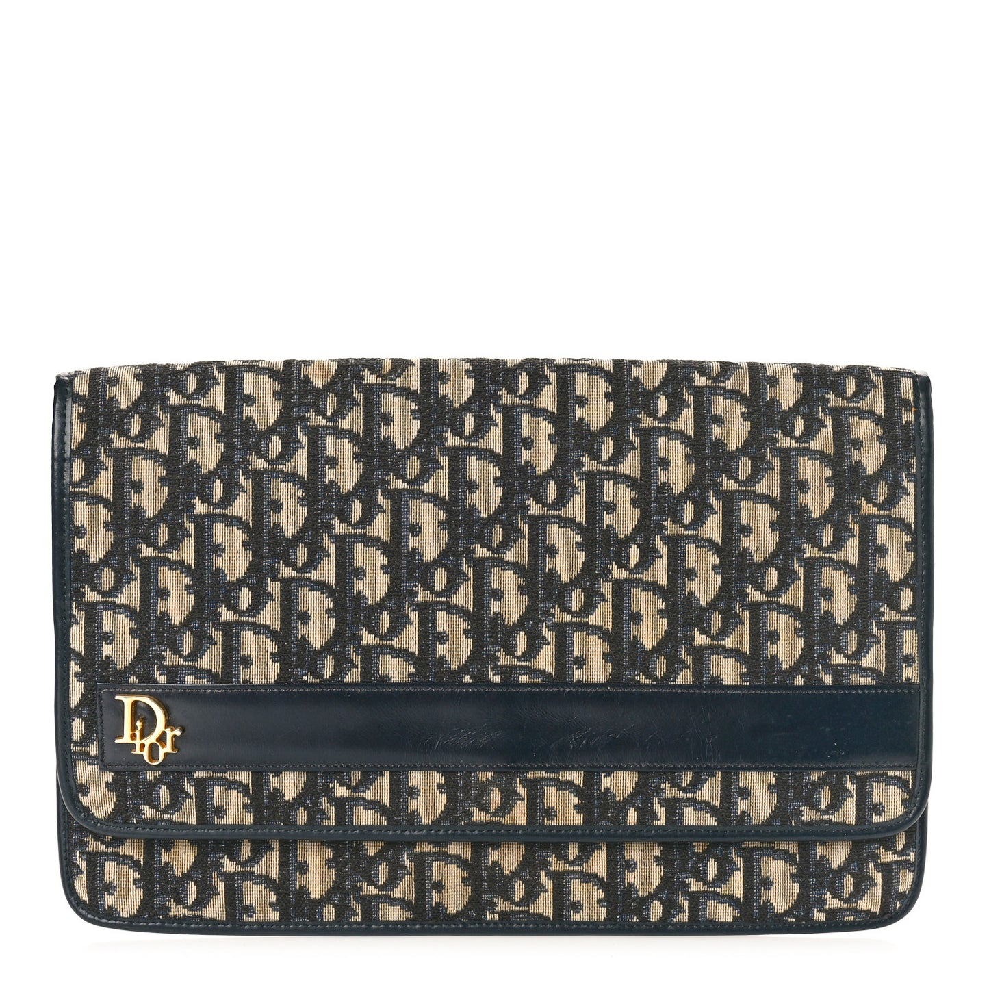 Monogram Flap Clutch Navy Blue