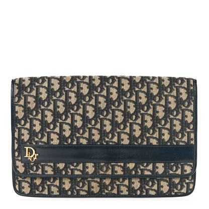 Christian Dior Monogram Flap Clutch Navy Blue 1 of 9