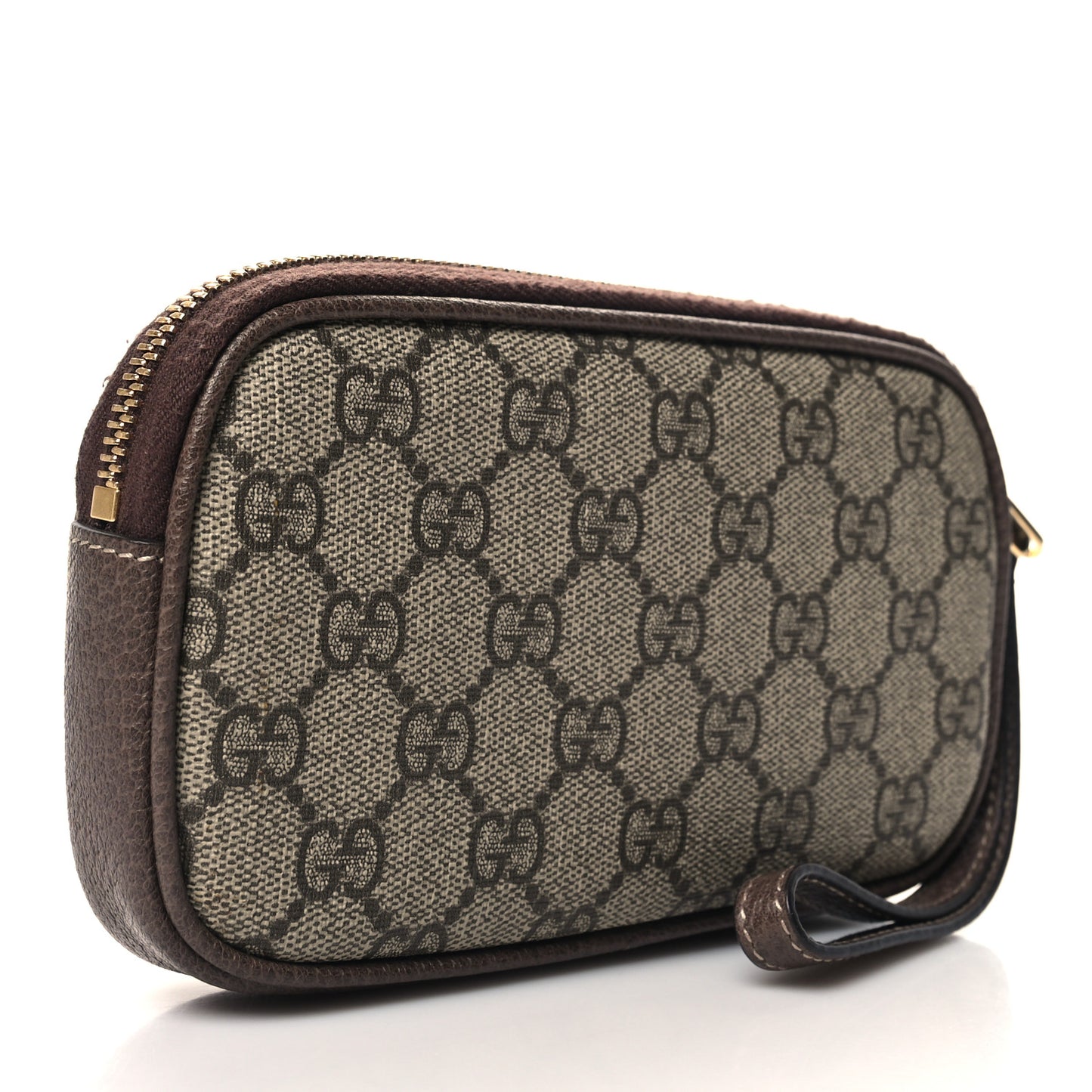 GG Supreme Monogram Ophidia Phone Case Wristlet Brown