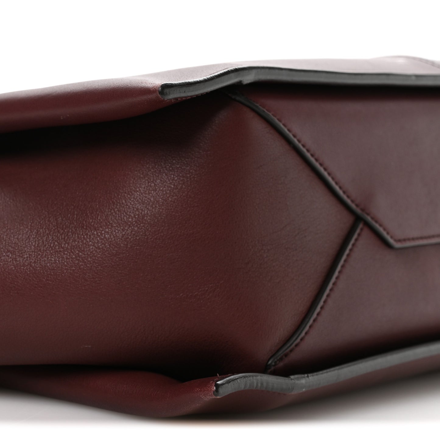Supple Natural Calfskin Medium Tri-Fold Bag Burgundy