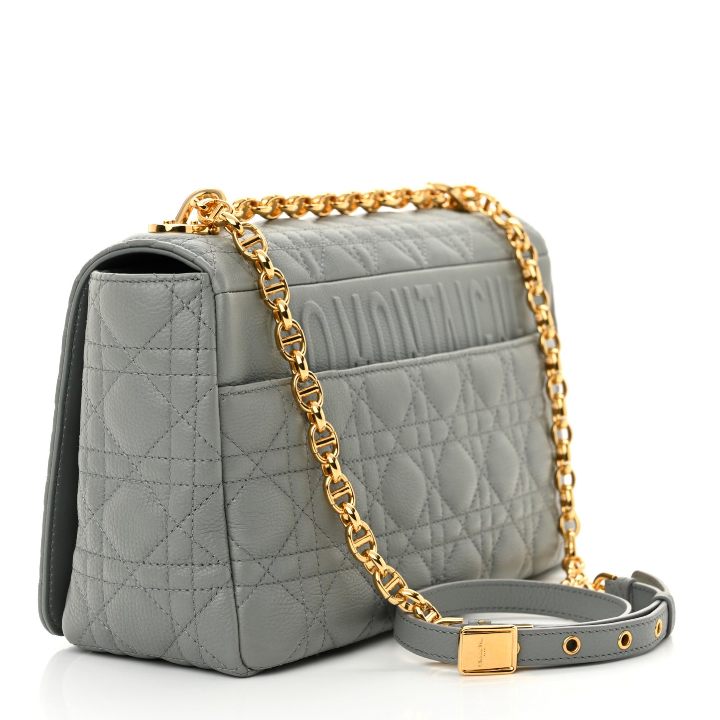 Grained Calfskin Cannage Large Caro Bag Grey Stone
