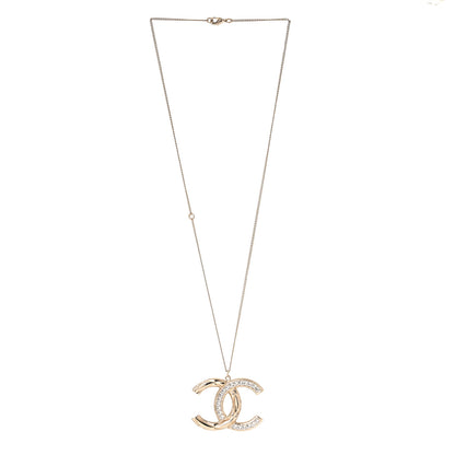 Chanel Crystal Metal Quilted CC Pendant Necklace Gold 3 of 5