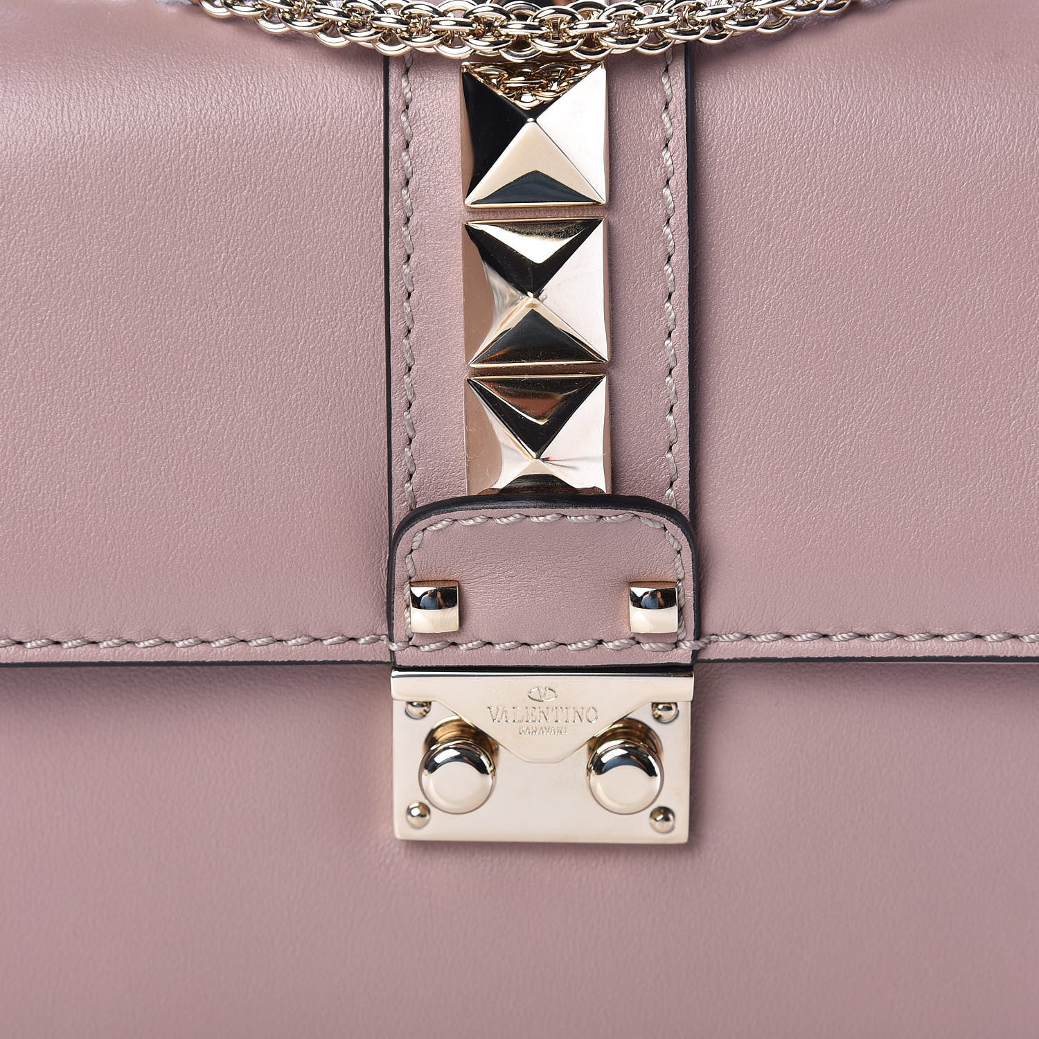 Valentino Garavani Vitello Small Glam Lock Rockstud Flap Poudre 7 of 9