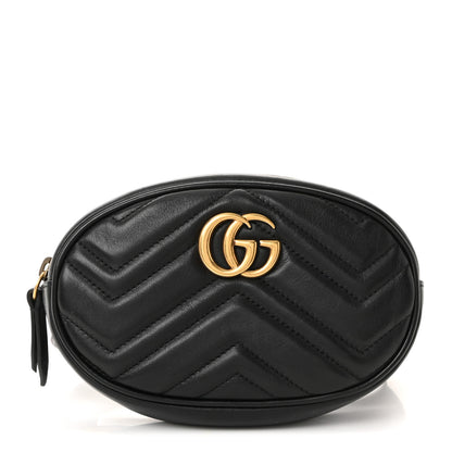 Gucci Calfskin Matelasse GG Marmont Belt Bag 85 34 Black 1 of 10