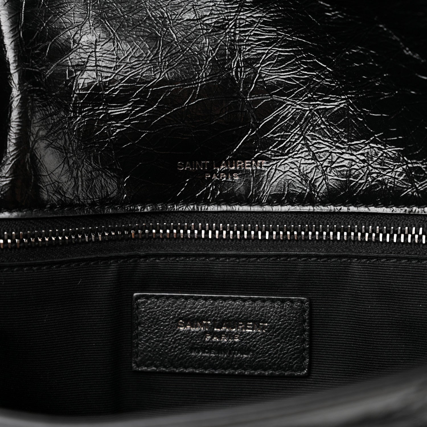 Saint Laurent Crinkled Calfskin Matelasse Monogram Medium Niki Chain Satchel Black 6 of 8