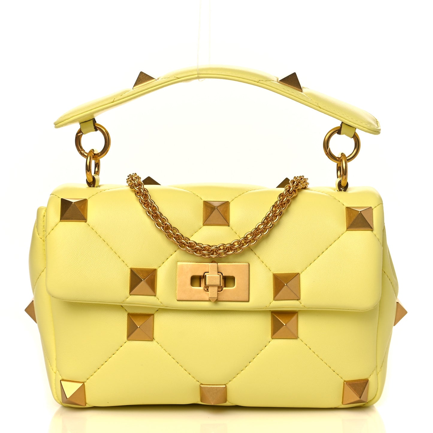 Nappa Medium Roman Stud Shoulder Bag Lime Sorbet