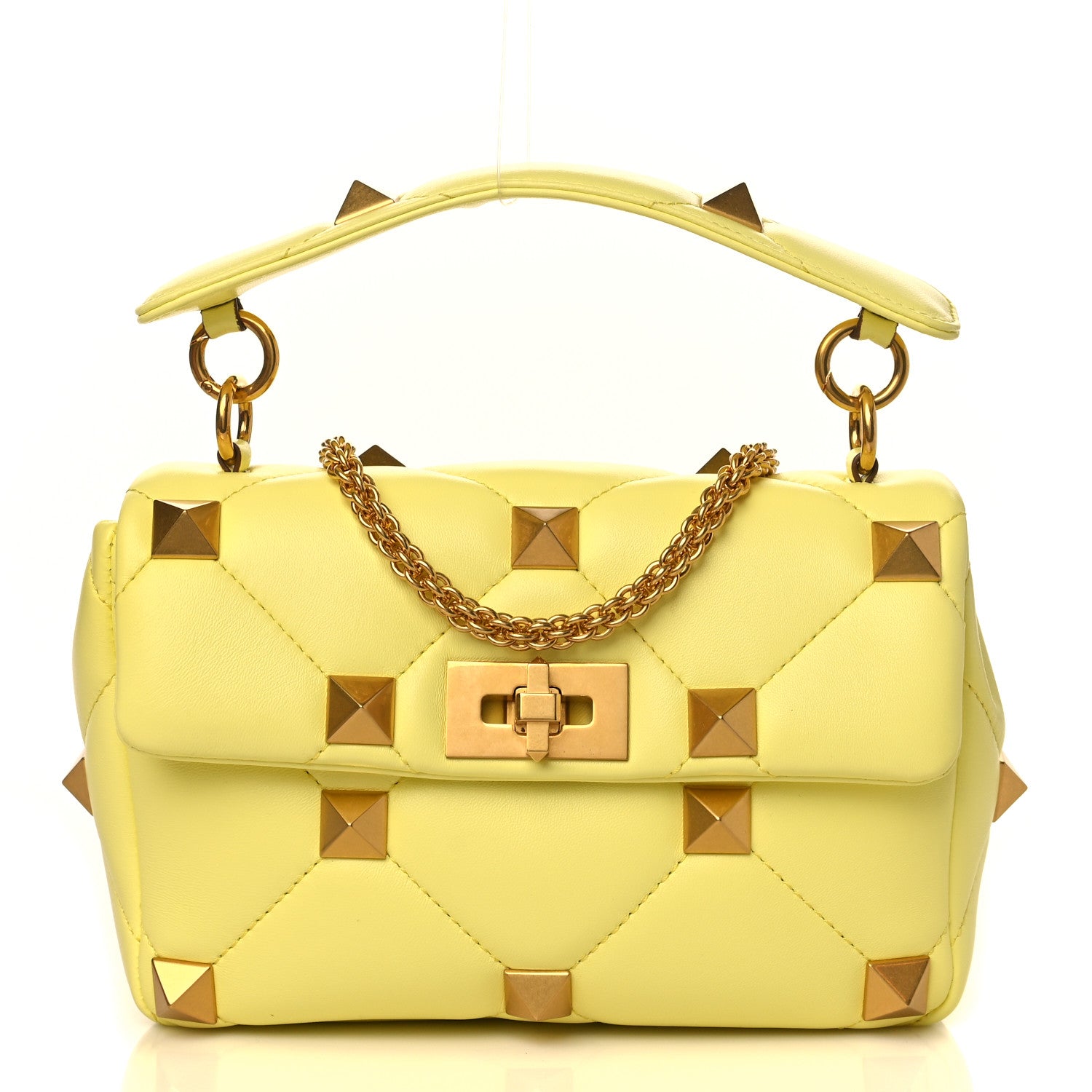 Valentino Garavani Nappa Medium Roman Stud Shoulder Bag Lime Sorbet 1 of 9