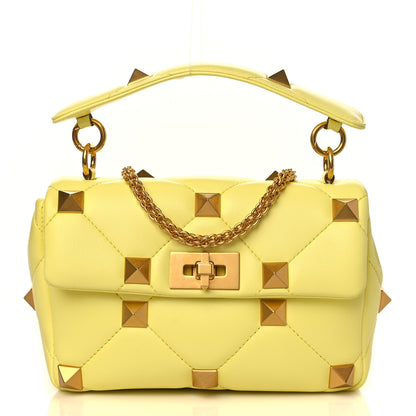 Valentino Garavani Nappa Medium Roman Stud Shoulder Bag Lime Sorbet 1 of 9