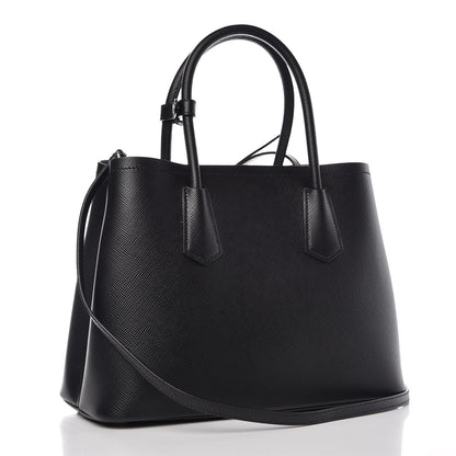 Prada Saffiano Cuir Small Double Bag Black Chrome 4 of 9