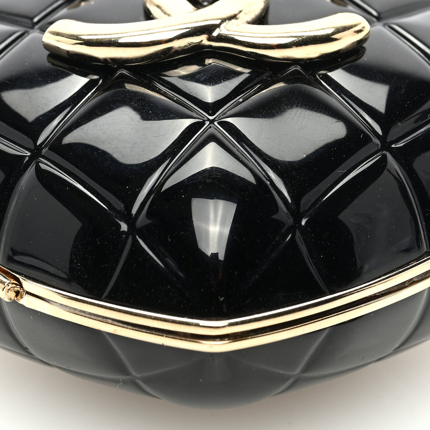 Resin CC Heart Crossbody Locket Necklace Gold Black