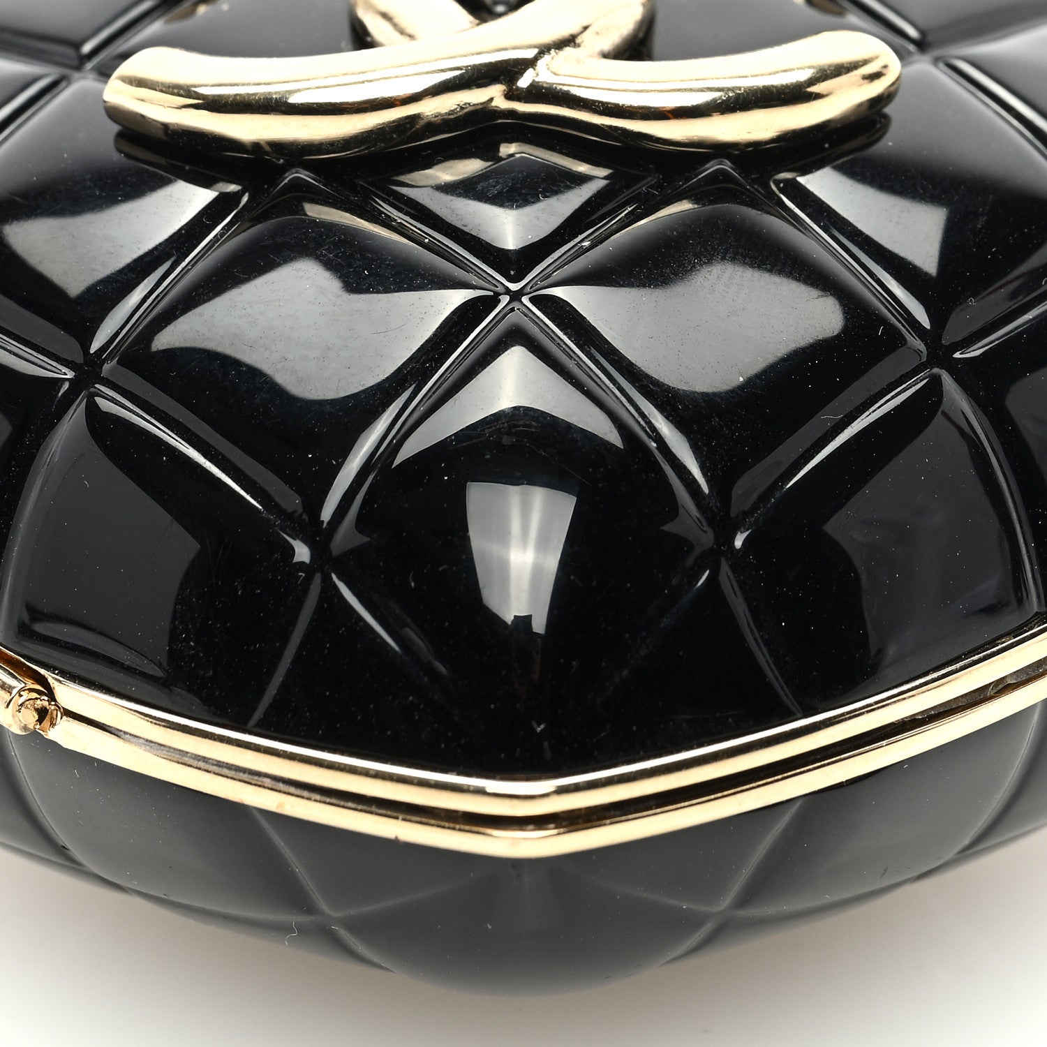 Chanel Resin CC Heart Crossbody Locket Necklace Gold Black 8 of 8