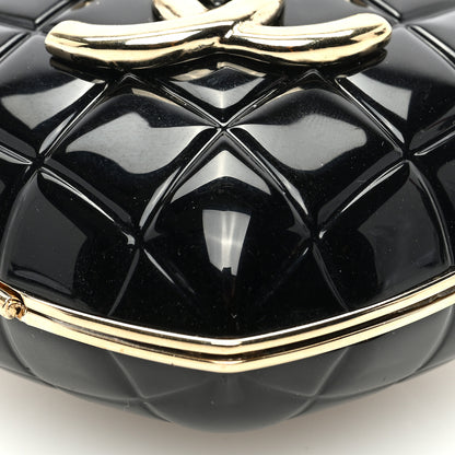 Chanel Resin CC Heart Crossbody Locket Necklace Gold Black 8 of 8