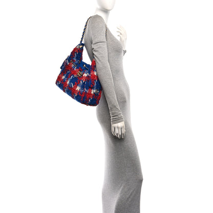 Chanel Tweed Quilted Small Chanel 25 Handbag Red White Blue 2 of 11