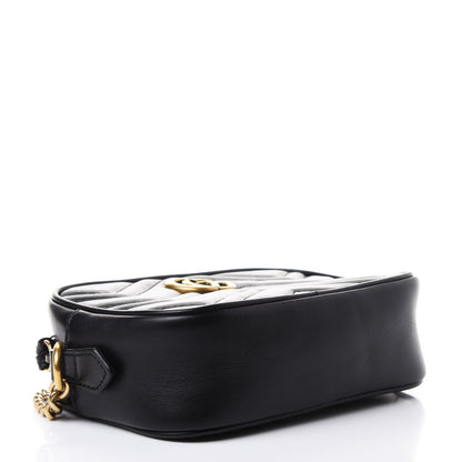 Gucci Calfskin Matelasse Mini GG Marmont Chain Shoulder Bag Black 3 of 4