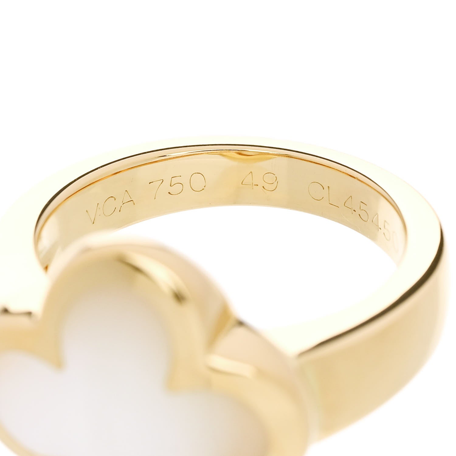 Van Cleef & Arpels 18K Yellow Gold Mother of Pearl Pure Alhambra Ring 49 5 5 of 5