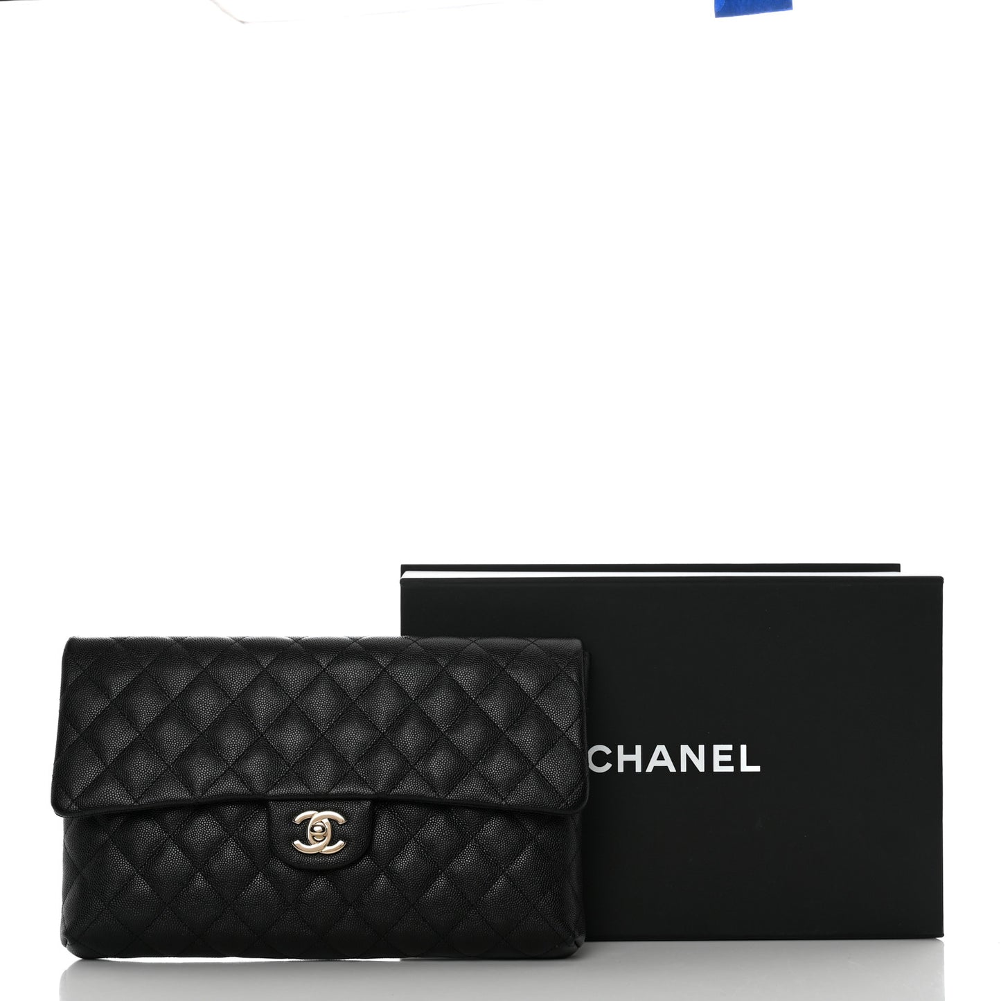 Caviar Quilted Flap Clutch Black