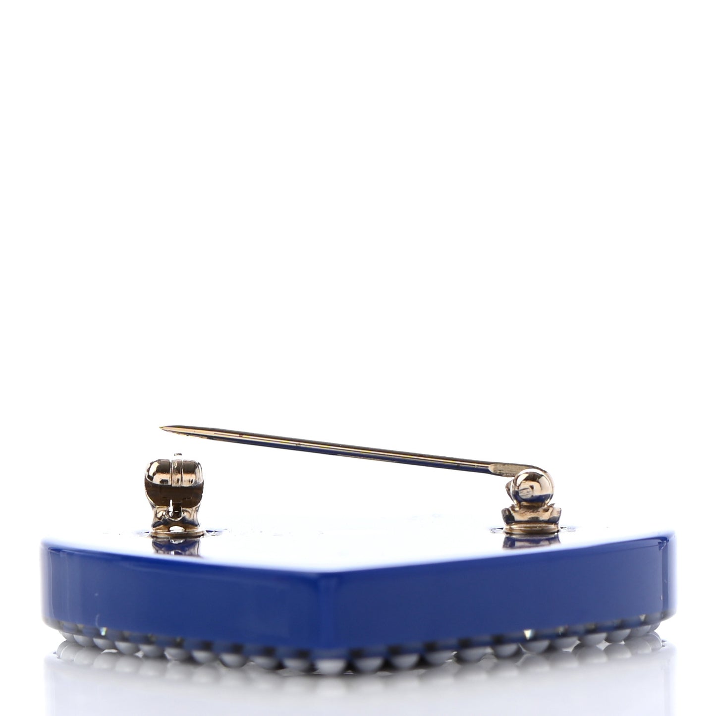 Resin Pearl Crystal CC Heart Brooch Blue