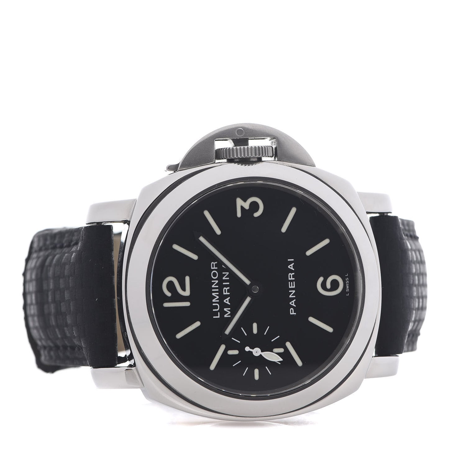 Stainless Steel Alligator 44mm Luminor Marina Manual Winding Watch Black PAM00463