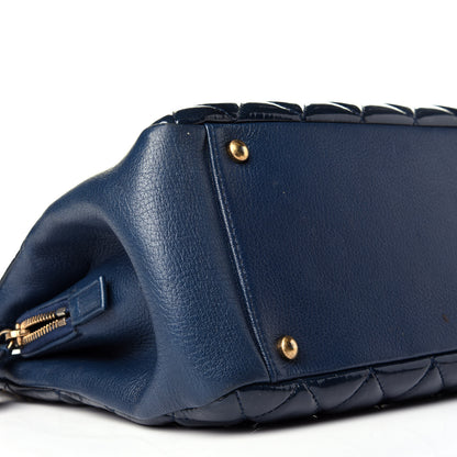 Chanel Patent Goatskin Quilted Small CC Eyelet Tote Blue 8 of 9