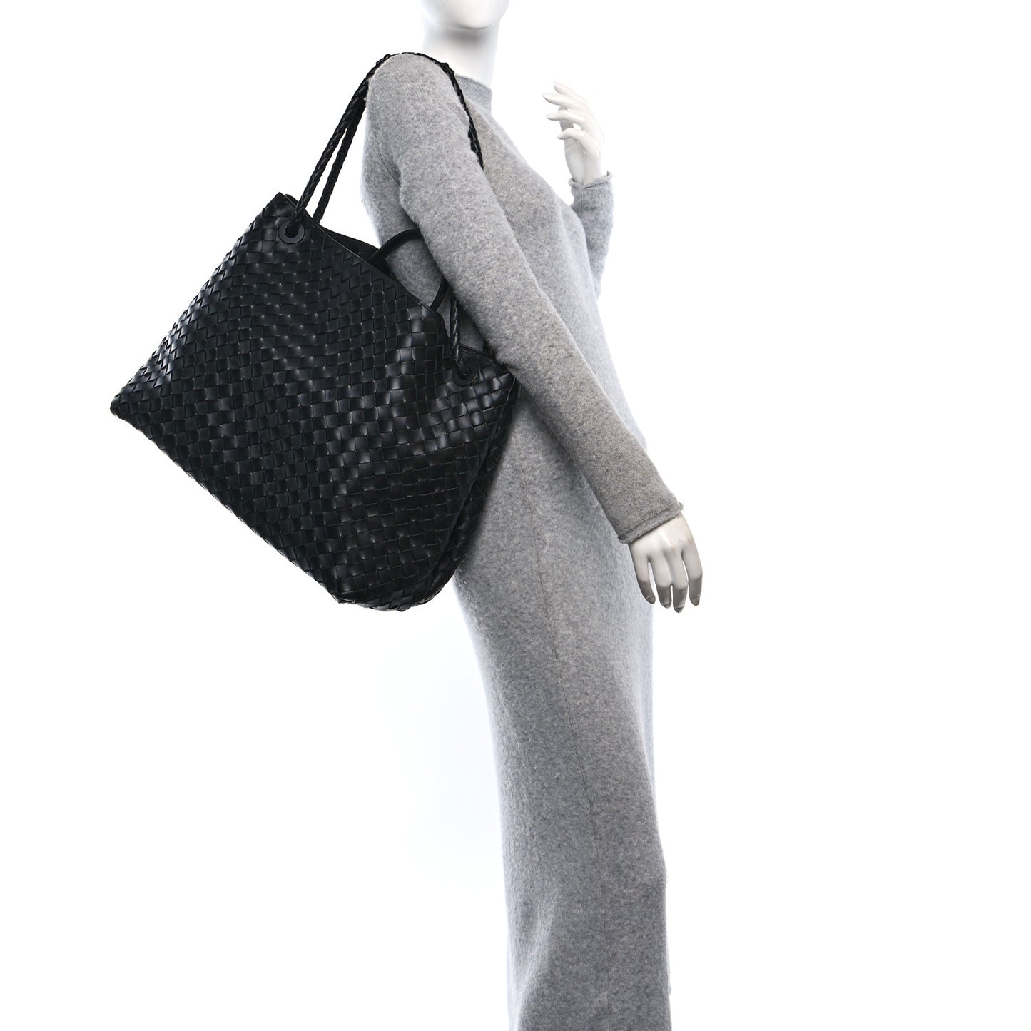 Nappa Intrecciato Large Andiamo Shoulder Bag Black