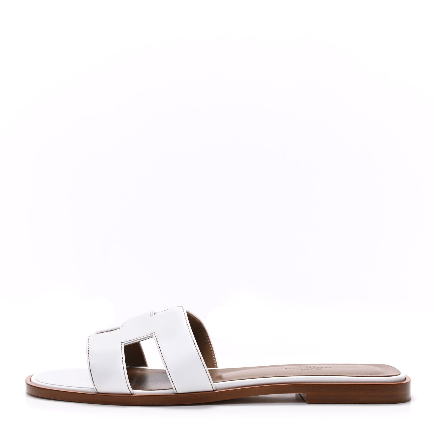 Hermes Box Calfskin Oran Sandals 37.5 White 1 of 7