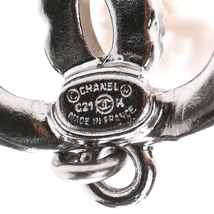 Chanel Crystal Pearl CC Drop Earrings Silver 4 of 4