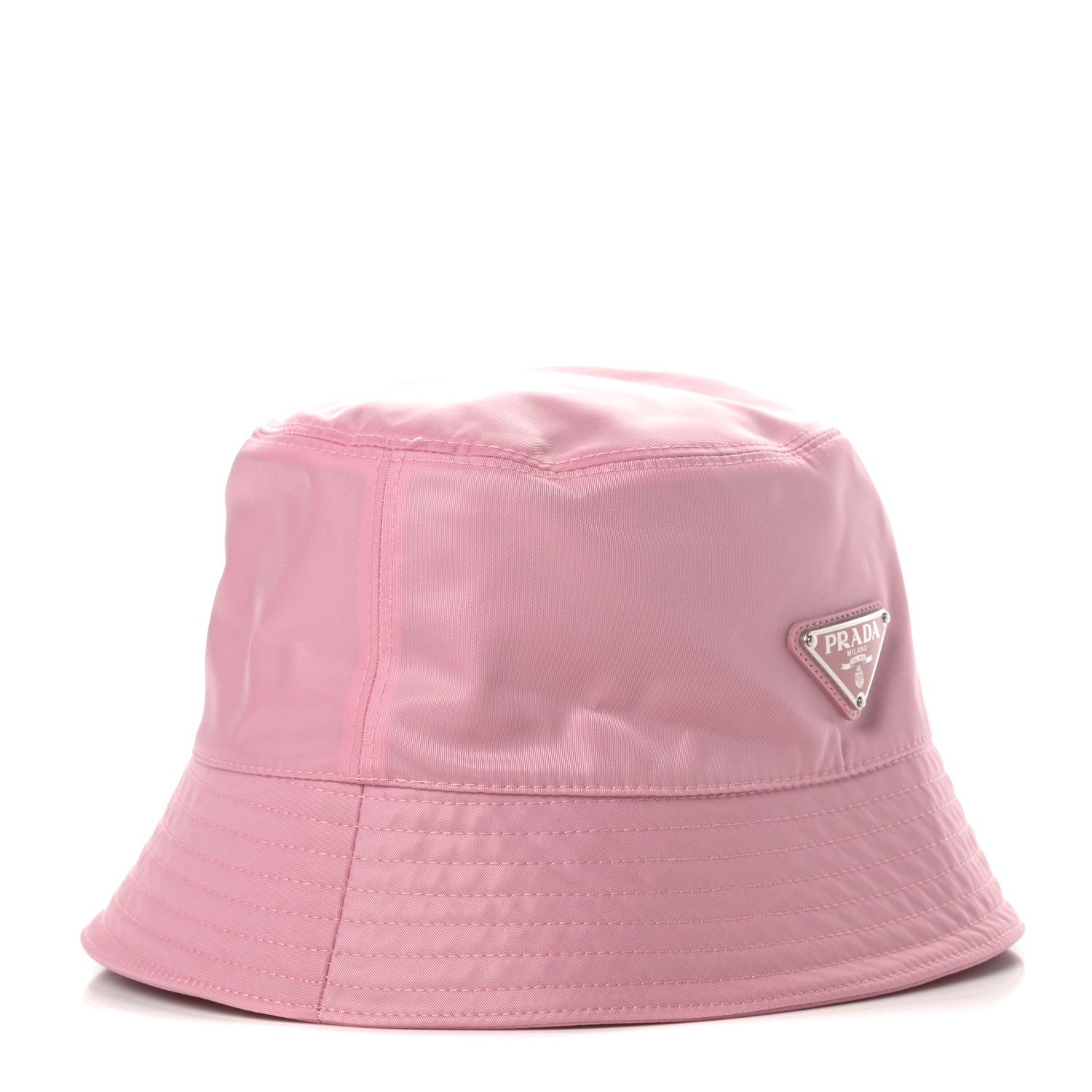 Prada Re-Nylon Metal Triangle Logo Womens Bucket Hat M Begonia 1 of 7