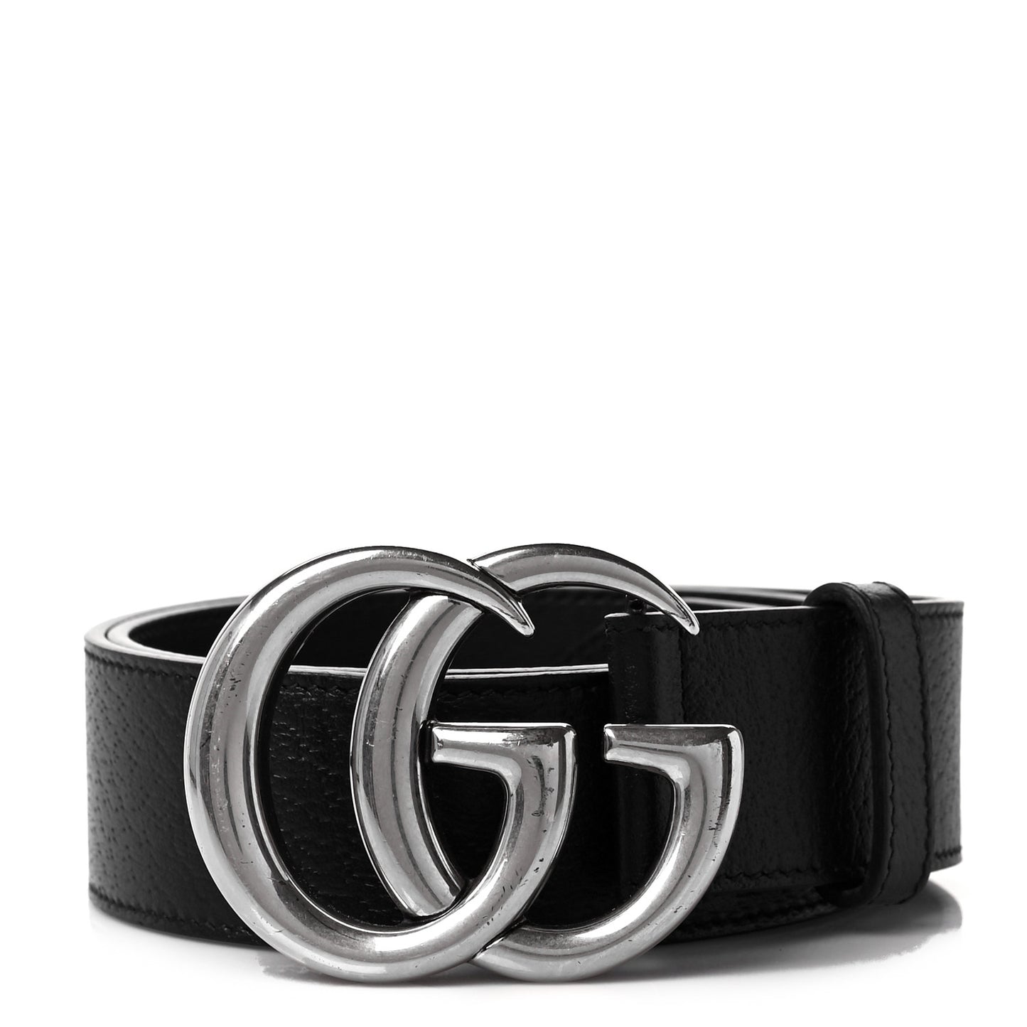 Textured Dollar Calfskin Nickel Double G 40mm Belt 70 28 Black